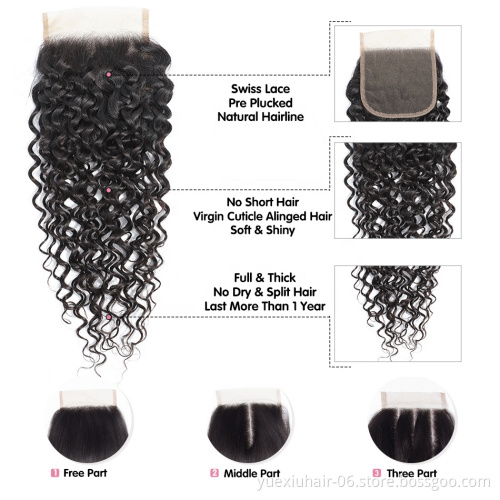 Mongolian Kinky Curly Human Hair Bundles Weaves With Closure Cuticle Aligned Hair